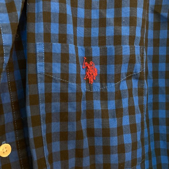 US Polo Assn Button Down Blue Black Mens 2XL Big and Tall - Picture 2 of 4